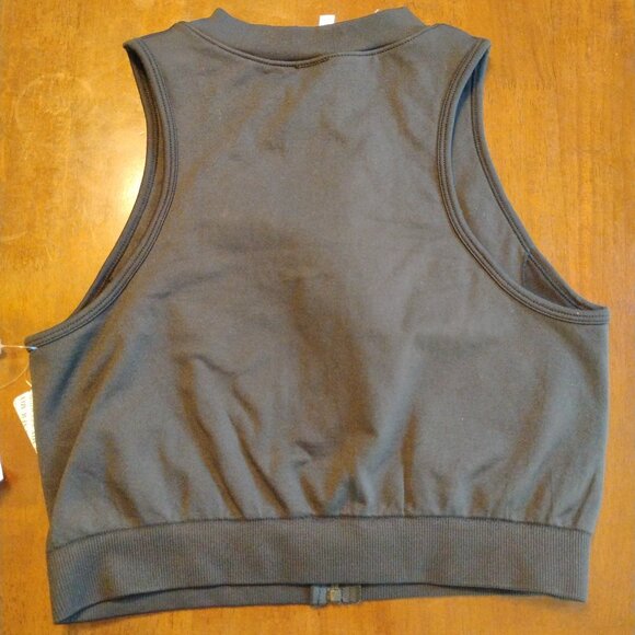 Black Zip Front Crop Top Tank – Slimming Fit, Size L/XL, NWT - Picture 3 of 7